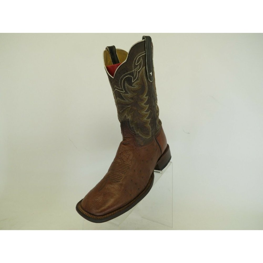 Tony Lama Brown Leather Ostrich Cowboy Boot 8.5 D
